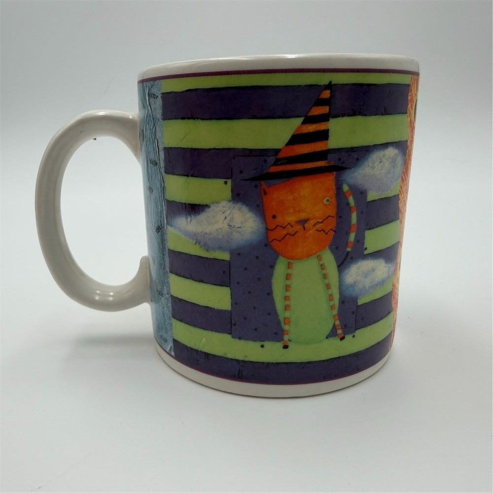 Sakura Boo‎ To You Halloween Mug Kathy Hatch Witch Cat Striped Multicolor